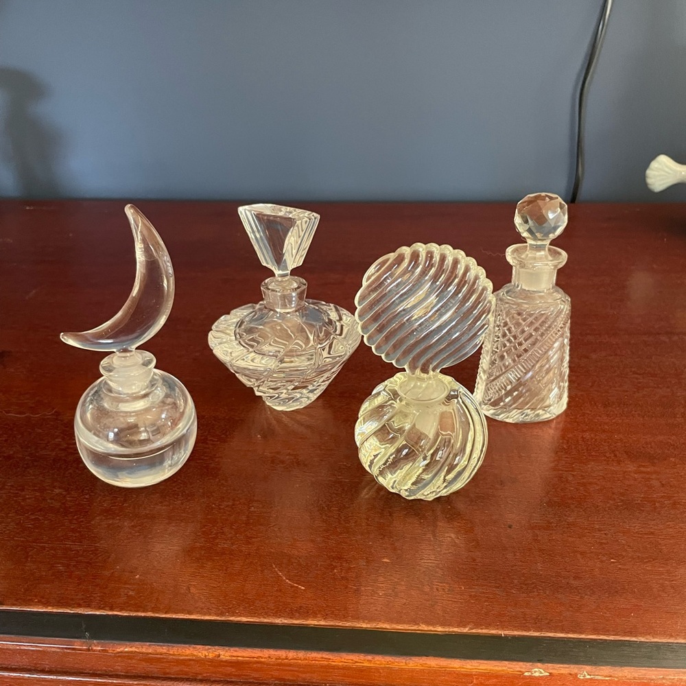 Elegant Glass Perfume Bottles Set of 4